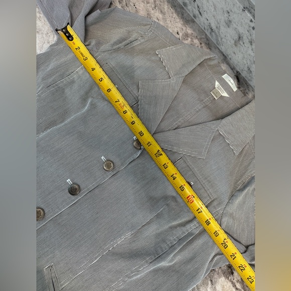 CHRISTOPHER & BANKS BLUE & WHITE PINSTRIPE STRETCH 2 PC SUIT Sz 10 - Picture 12 of 16